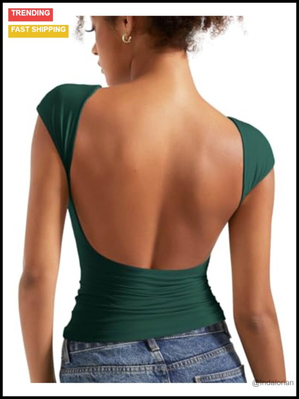 SUUKSESS Women's Backless Y2k Going Out Top Double Lined Open Back Tee